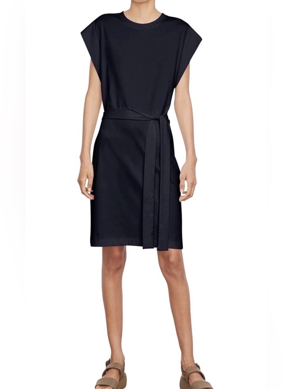Vince Women's Short Sleeve Tie Waist Dress Coastal Blue Size M